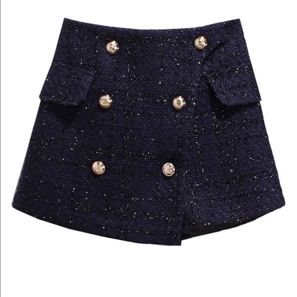 Goodnight Macaroon Black Tweed Mini Skort